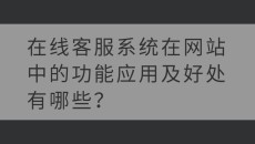 在线客服系统在网站中的功能应用及好处有哪些？