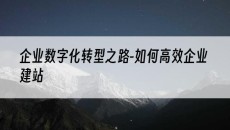 企业数字化转型之路-如何*-企业建站